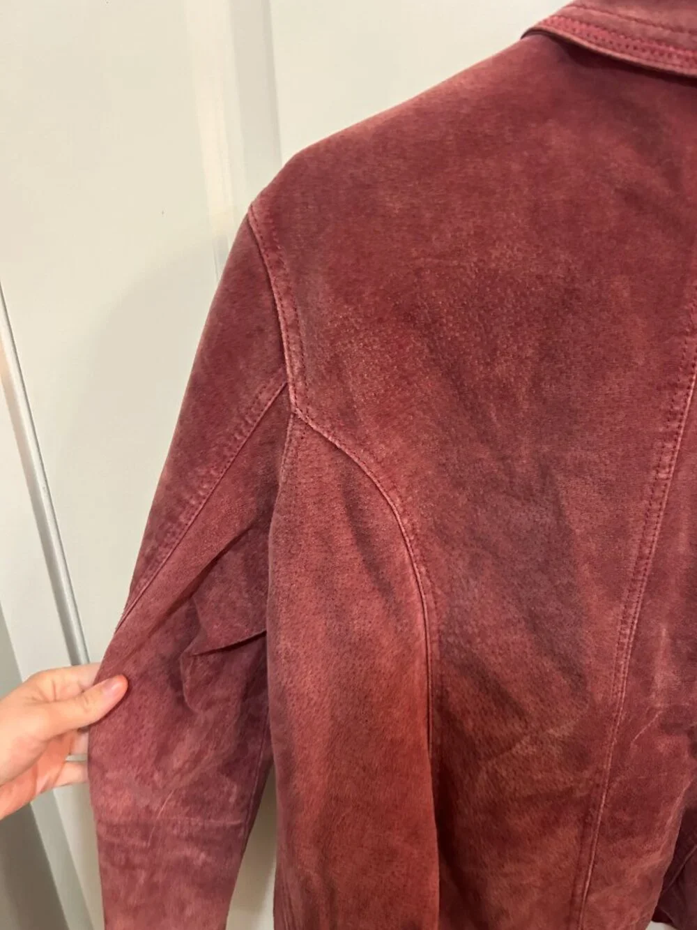 Chico's Suede Leather Jacket in Dusty Rose